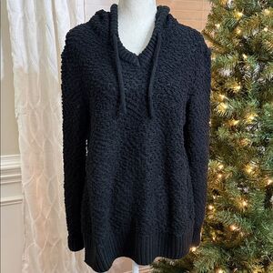 GreenTea Sweater Hoodie Women’s Large Soft Textured Black Pullover
